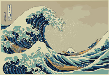 The big wave off Kanagawa - Hokusai - obrazy, fototapety, plakaty