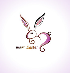 Happy Easter greeting logo with rabbit icon 
