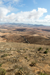 Volcanic Lanscape. Panoramic view  on  Fuerteventura from Mirador Morro Velosa, Fuerteventura, Canary Island, Spain