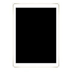 mockup gold tablet isolated on white background