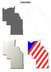 Fototapeta premium Columbia County, Washington outline map set