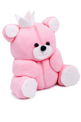 Pink bear from marzipan isolated on a white