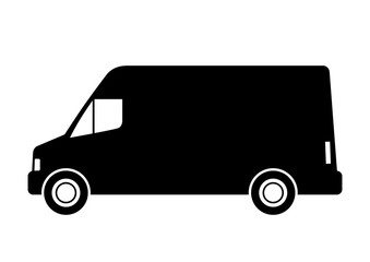 Black delivery van on white background © Anthonycz