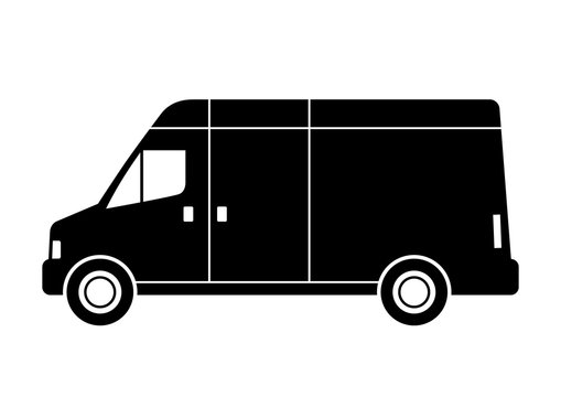 Black Delivery Van On White Background