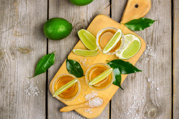 Gold mexican tequila shot