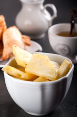 Fresh sliced pineapple