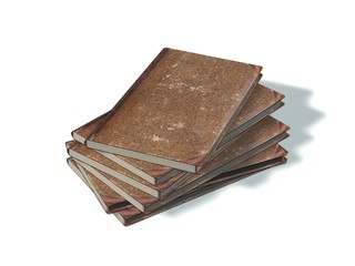 stack of old books isolated on white