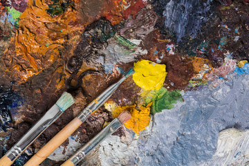 Paint palette and brushes