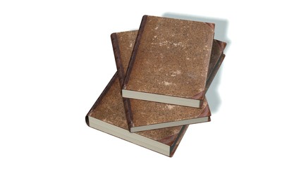 three old books isolated on white
