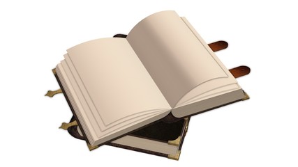 open old leather books  isolated on white