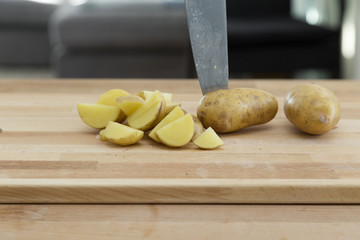 Partly cutted potato