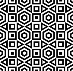 Vector modern seamless geometry pattern , black and white abstract geometric background, pillow print, monochrome retro texture, hipster fashion design