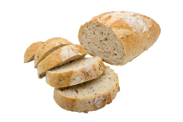Whole wheat bread isolated on white background