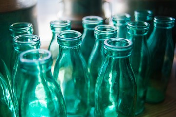 Close up glass bottle