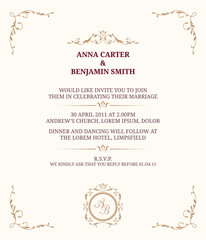 Wedding invitation with monogram
