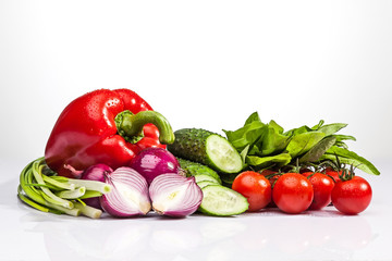 Vegetables on the white background