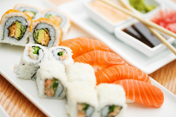 Sushi plate with chopsticks