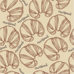 Croissant seamless pattern background vector. 