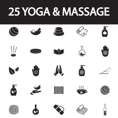 yoga and massage icon set