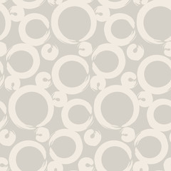 Abstract geometric beige rings seamless vector pattern. Two colors monochrome textile ornament.