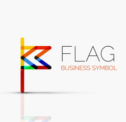 Logo flag, abstract linear geometric business icon