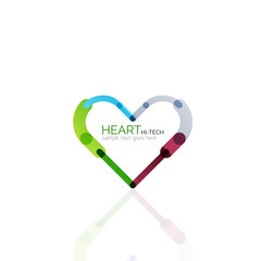 Logo love heart, abstract linear geometric business icon