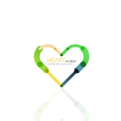 Logo love heart, abstract linear geometric business icon