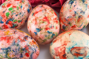 Painted Easter eggs close up