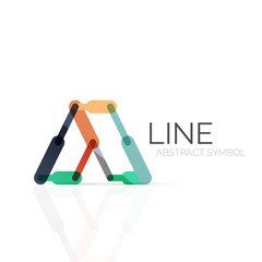 Linear abstract logo, connected multicolored segments of lines geometrical figure