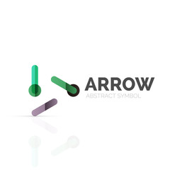 Linear arrow abstract logo, connected multicolored segments of lines in directional pointer figure