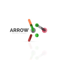 Linear arrow abstract logo, connected multicolored segments of lines in directional pointer figure