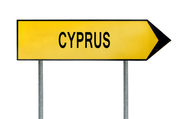 Yellow street concept sign Cyprus isolated on white