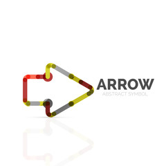 Linear arrow abstract logo, connected multicolored segments of lines in directional pointer figure