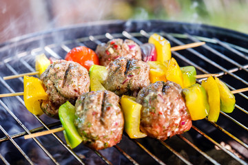 grilled meatballs with vegetables