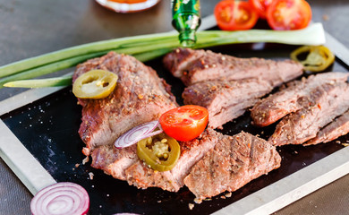 grilled steak with vegetables