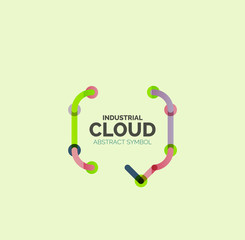 Flat linear design speech cloud logo. Talk bubble, modern geometric industrial thin line icon