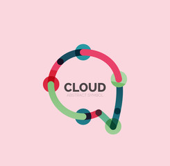 Flat linear design speech cloud logo. Talk bubble, modern geometric industrial thin line icon