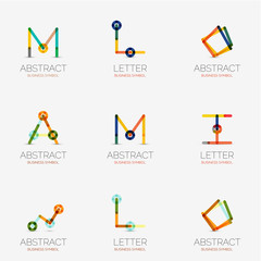 Set of linear abstract geometrical icons and logos