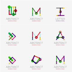 Set of linear abstract geometrical icons and logos