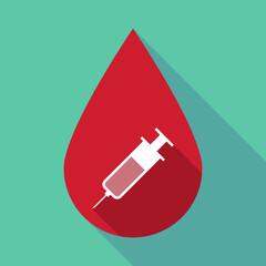 Long shadow blood drop with a syringe