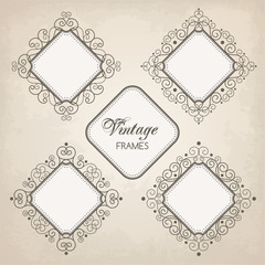 Set of vintage calligraphy frames