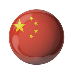China flag, glassy ball