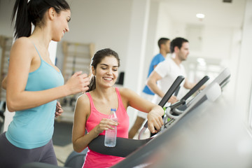 Fototapeta premium Young people training in the gym