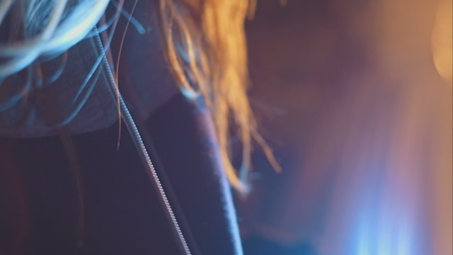 Fashion shoot of young sexy striptease. Beautiful blonde throws a wedding dress in the cabin. Night theft. RAW video record.