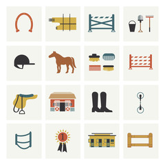 Set of horseback riding icons.