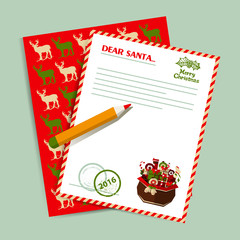 Christmas letter to Santa Claus. Vector illustration.