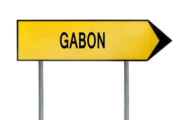 Yellow street concept sign Gabon isolated on white