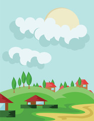 Countryside View in Cloudy Day