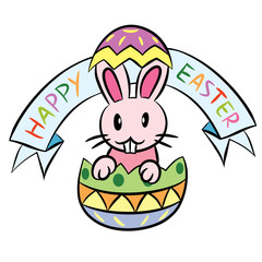 Easter bunny in egg cartoon