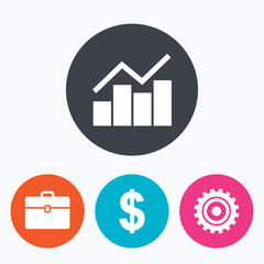 Business signs. Graph chart and case icons.
